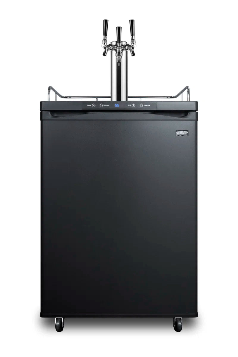 5.6 Cubic Feet Black Triple Tap Freestanding Kegerator with Adjustable Temperature