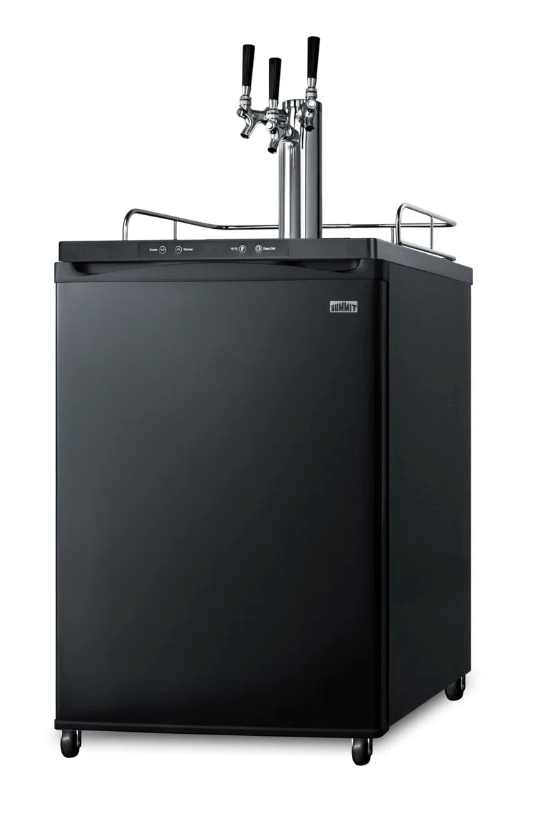 5.6 Cubic Feet Black Triple Tap Freestanding Kegerator with Adjustable Temperature