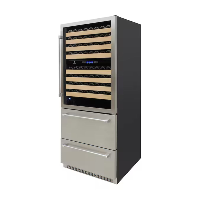 29.5-In W 135 -Bottles Stainless Steel/Wood Dual Zone Cooling Built-In/Freestanding Indoor Wine Cooler