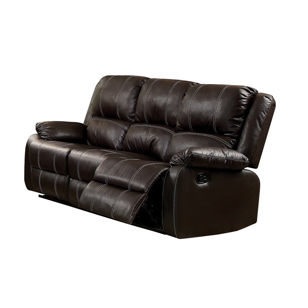 Zuriel Synthetic Leather Reclining Sofa with Pillow-Top Armrests