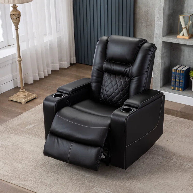 36.22" W Luxury Individual Seat Top Faux Leather Home Theater Seat Recliners Quadruple Seat with USB & Dual Cup Holders & Arm Storage (Set of 4)