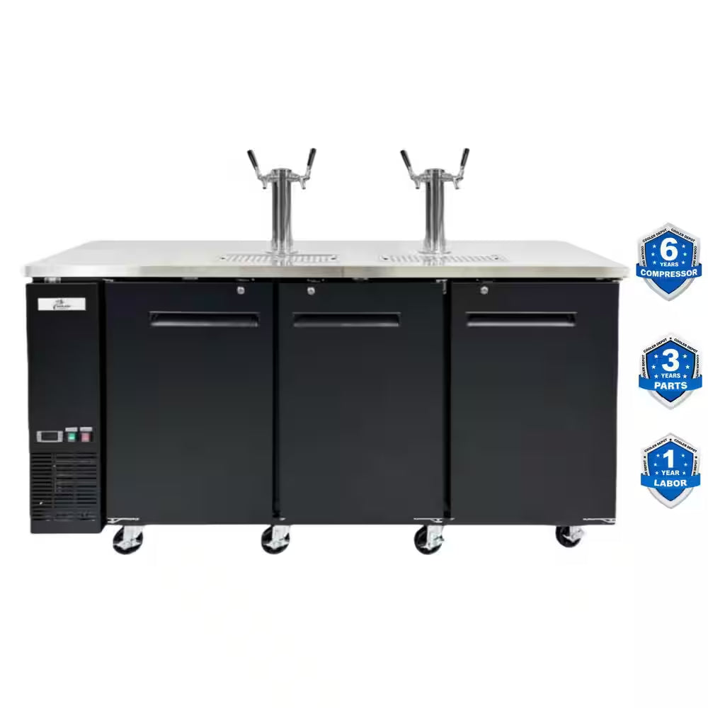 Four Taps per Tower Three 1/2 In. Barrel Keg Dispenser Kegerator with Two Towers