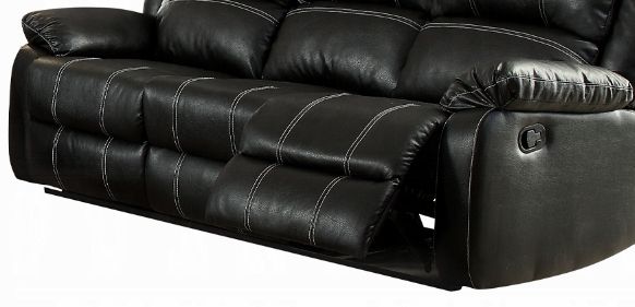 Zuriel Synthetic Leather Reclining Sofa with Pillow-Top Armrests