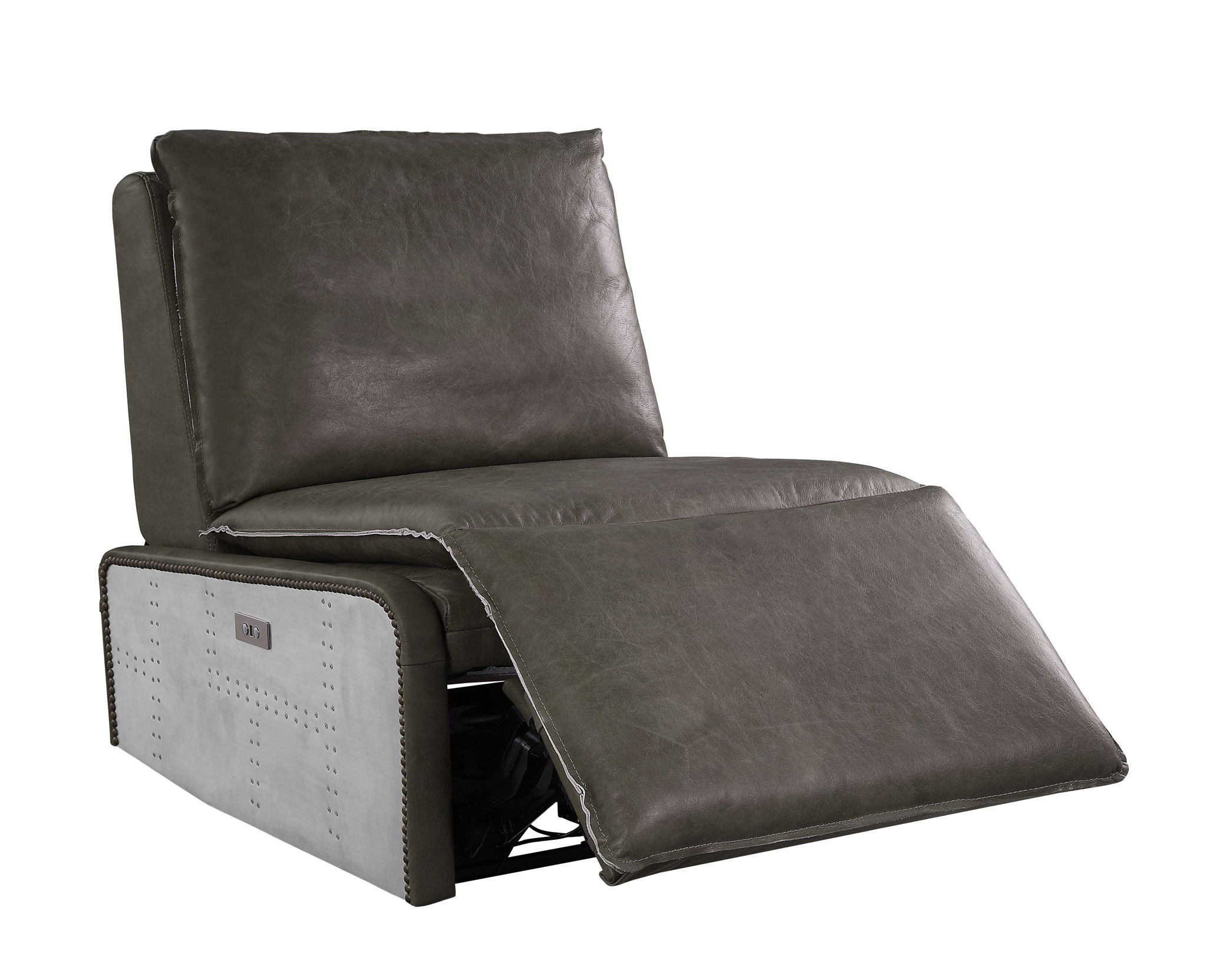 Metier Power Motion Recliner Chair in Gray with Aluminum Frame