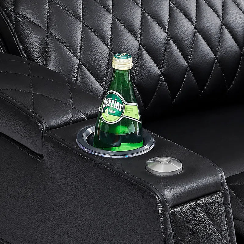 Haiylee Zero Gravity Home Theater Seating Top Grain Leather Recliner Sofa Power Headrest Footrest