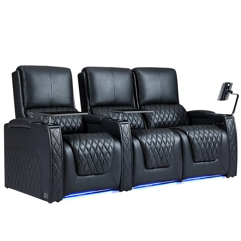 Haiylee Zero Gravity Home Theater Seating Top Grain Leather Recliner Sofa Power Headrest Footrest