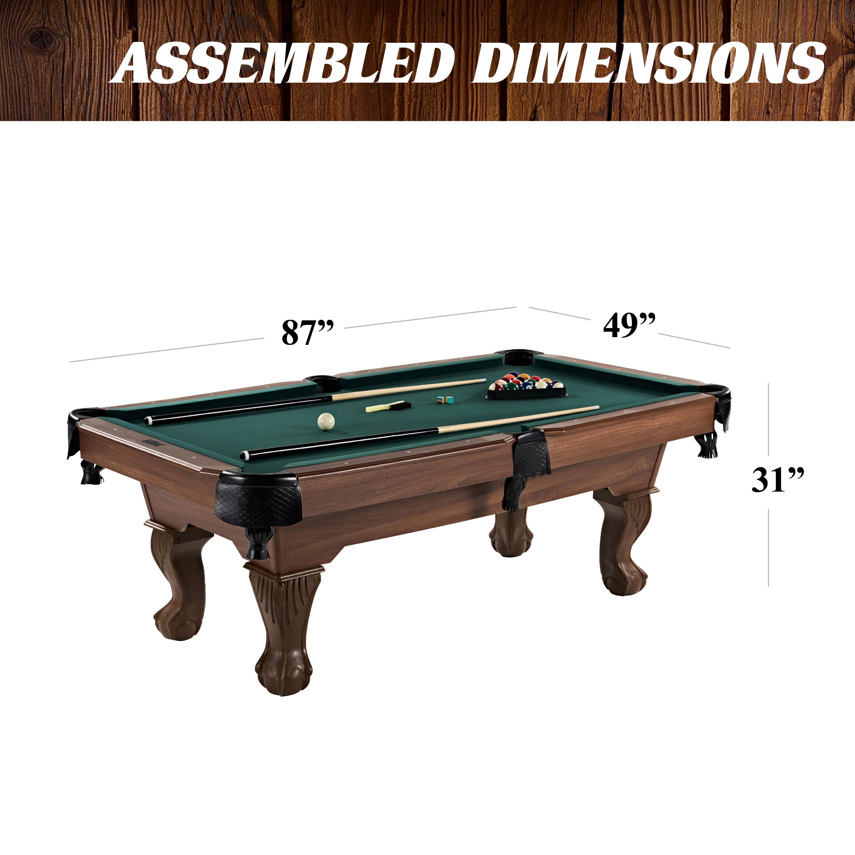 7.25 Ft Winstead Pool Table - Full Size Billiard Table with Complete Accessories Set, Green, by