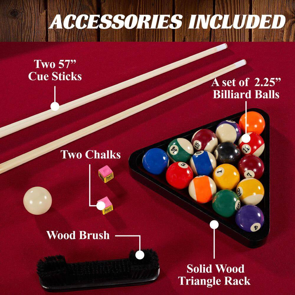 Arlington 8 Ft. Pool Table with Drop Pockets, Cue Sticks and Ball Set