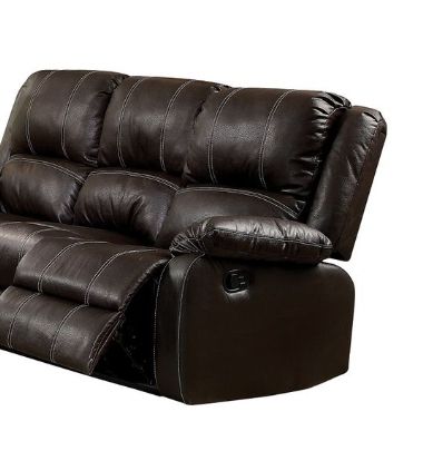 Zuriel Synthetic Leather Reclining Sofa with Pillow-Top Armrests