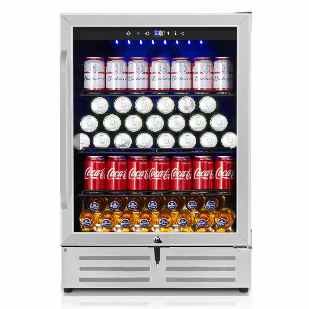 24 In. Built-In/Freestanding Single Zone Beverage Refrigerator with 210 Can(12 Oz. )Beverage, Stainless Steel