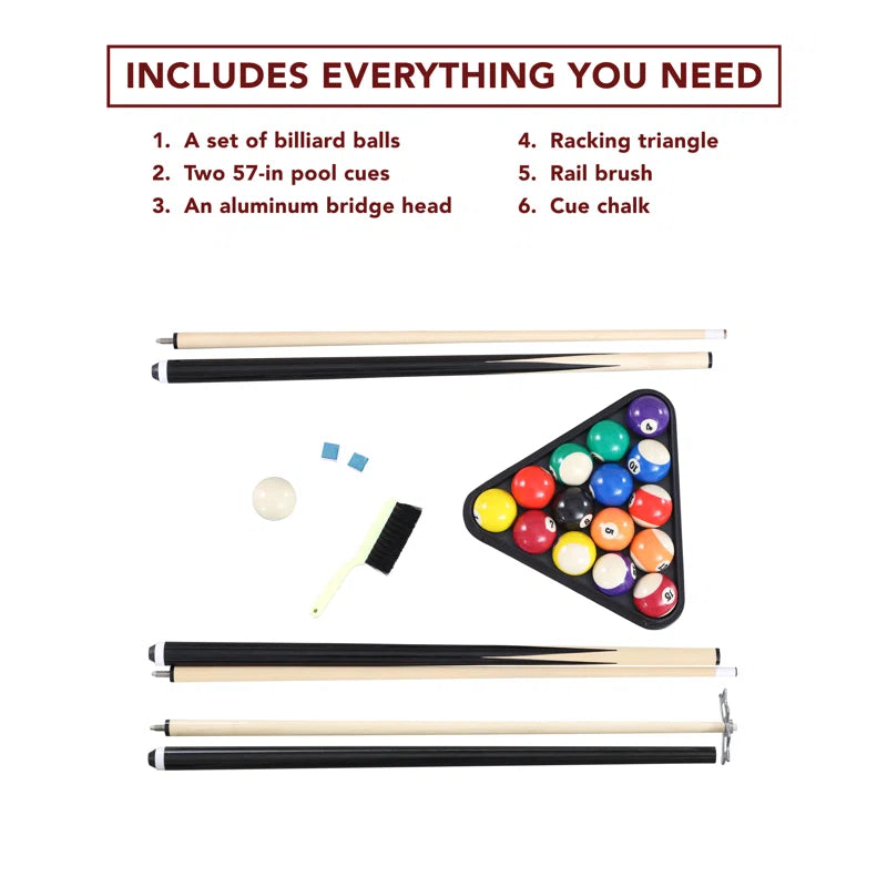 Hathaway Augusta 8 Ft Furniture Pool Table – Includes Cue Sticks, Billiard Balls – Classic Design Perfect for Family, Home, Dining, or Living Room