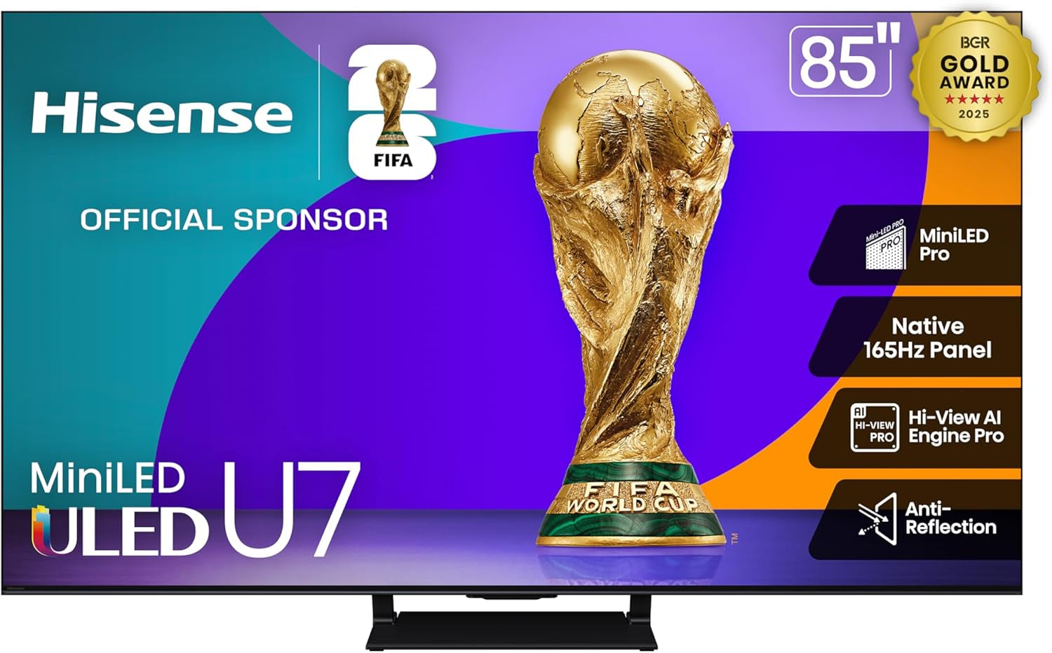 85" U7 Mini-Led ULED 4K UHD Best Premium Gaming Google Smart TV (85U75QG, 2025 Model) - QLED, Native 165Hz, VRR 288, up to 3000 Nits, HDR10+, Dolby Vision IQ · Atmos, IMAX Enhanced, 2.1.2 Ch