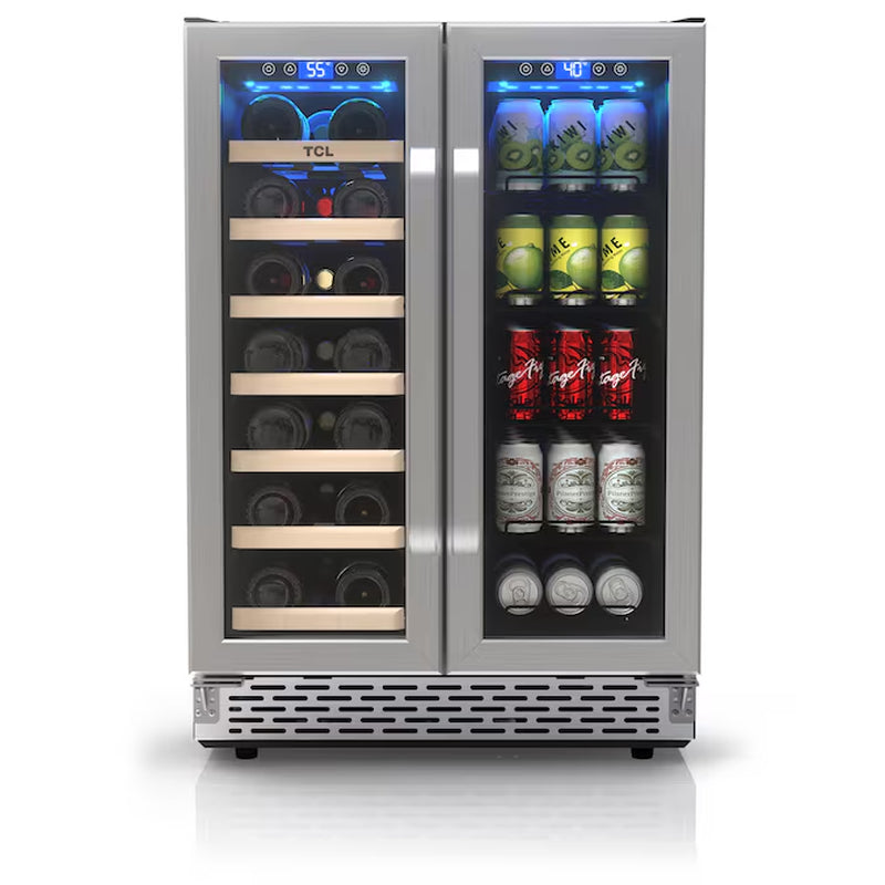 23.4-In W 20 -Bottles Stainless Steel Dual Zone Cooling Built-In/Freestanding Indoor Wine Cooler