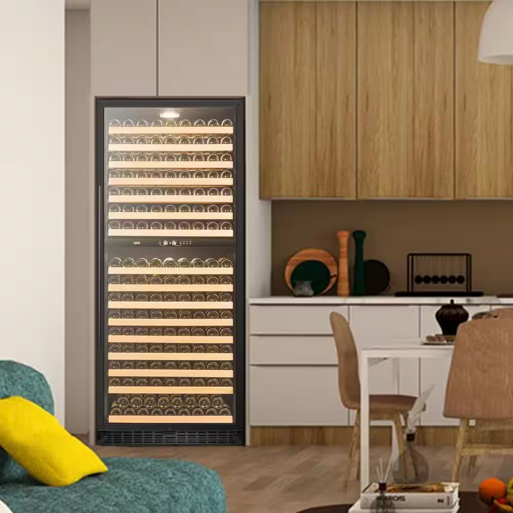 32 In. 287 Bottle Black Dual Zone Wine Refrigerator