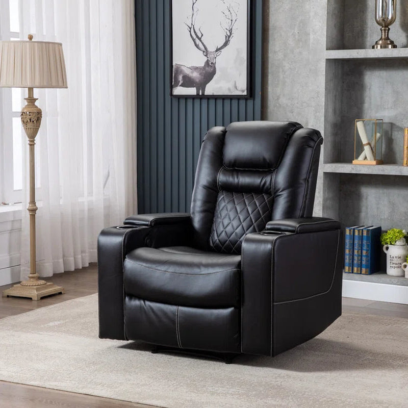 36.22" W Luxury Individual Seat Top Faux Leather Home Theater Seat Recliners Quadruple Seat with USB & Dual Cup Holders & Arm Storage (Set of 4)