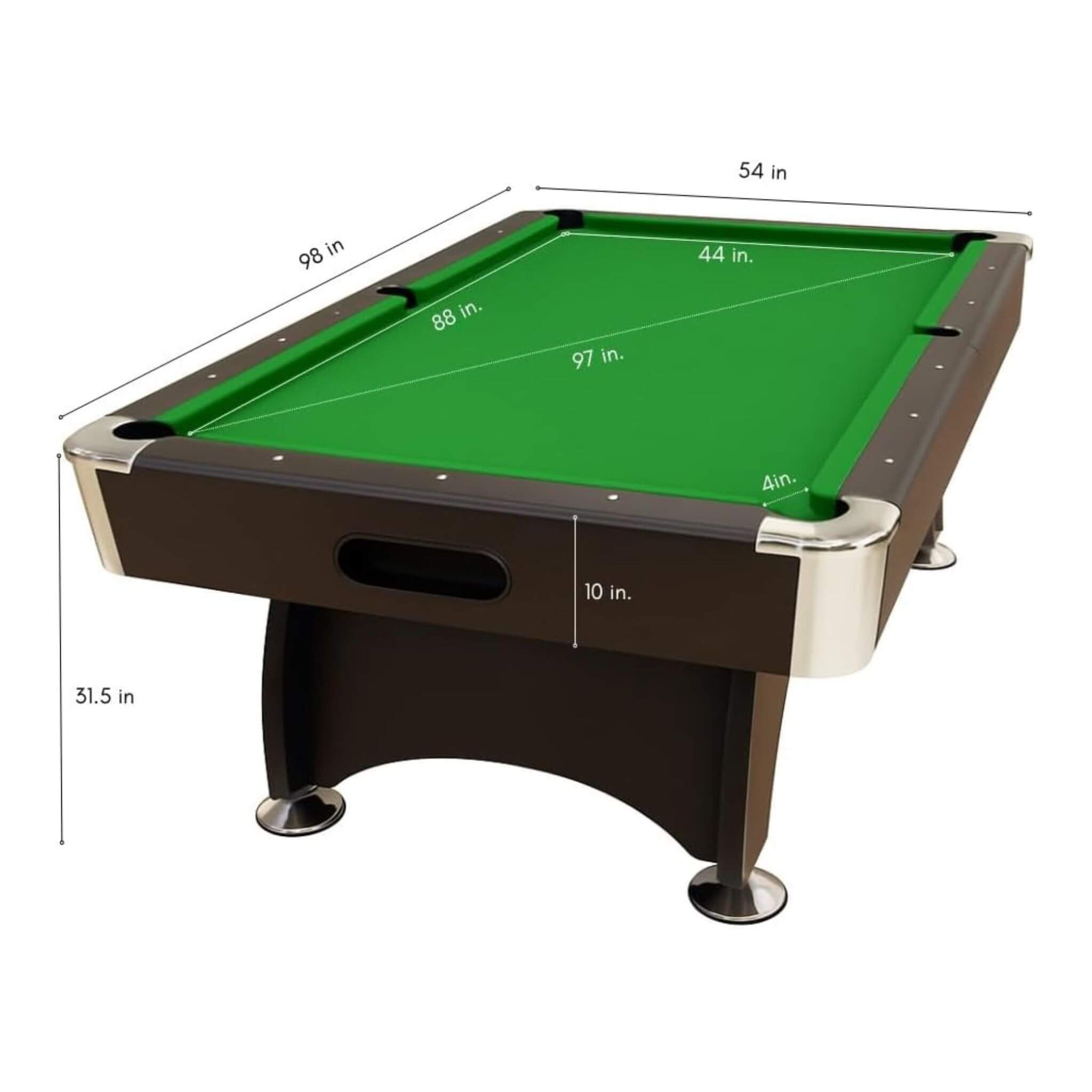 8FT Billiard Pool Table with Green Felt, Automatic Ball Return and Accessories Kit