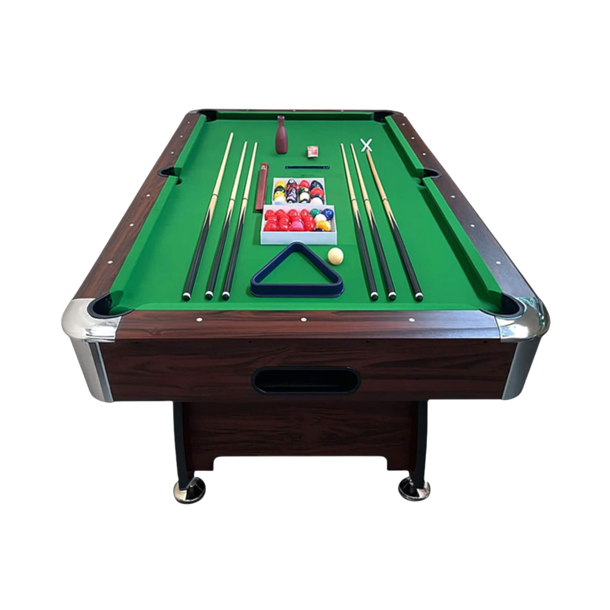8FT Billiard Pool Table with Green Felt, Automatic Ball Return and Accessories Kit