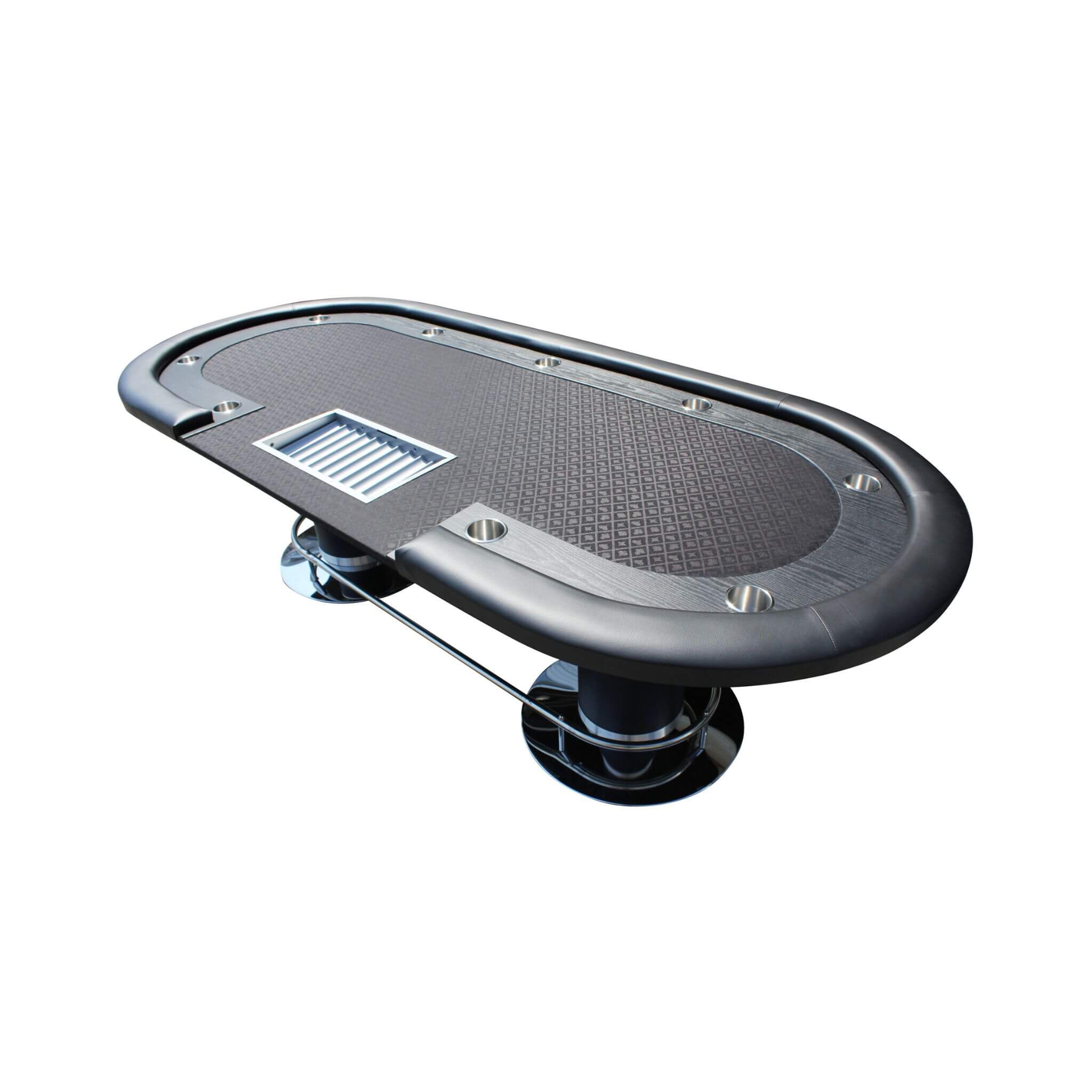 96-Inch Oval Poker Table with Racetrack, Cup Holders and Dealer Chip Tray