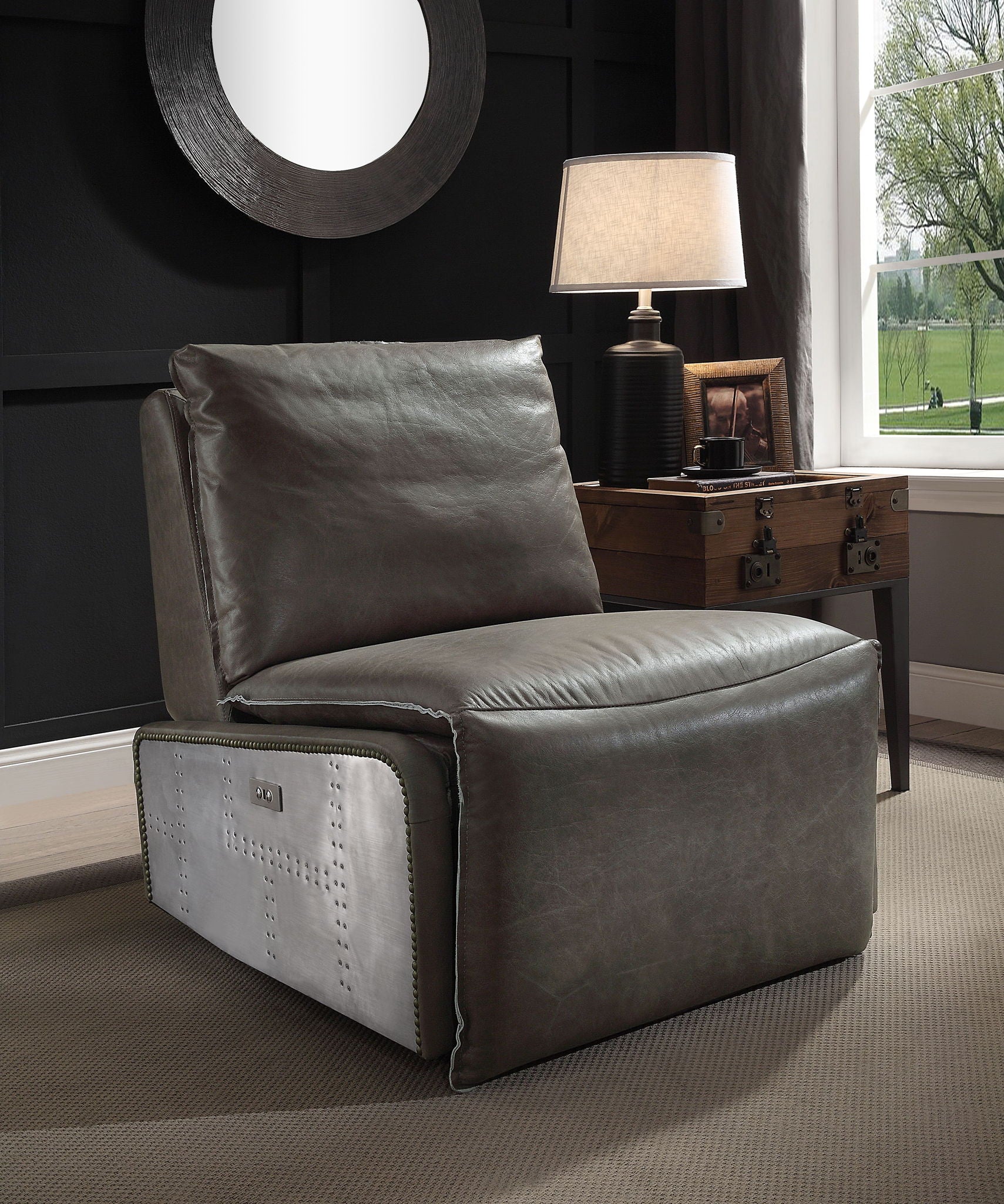 Metier Power Motion Recliner Chair in Gray with Aluminum Frame