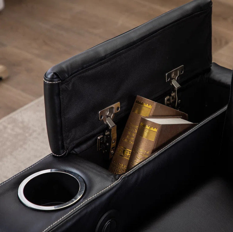 36.22" W Luxury Individual Seat Top Faux Leather Home Theater Seat Recliners Quadruple Seat with USB & Dual Cup Holders & Arm Storage (Set of 4)