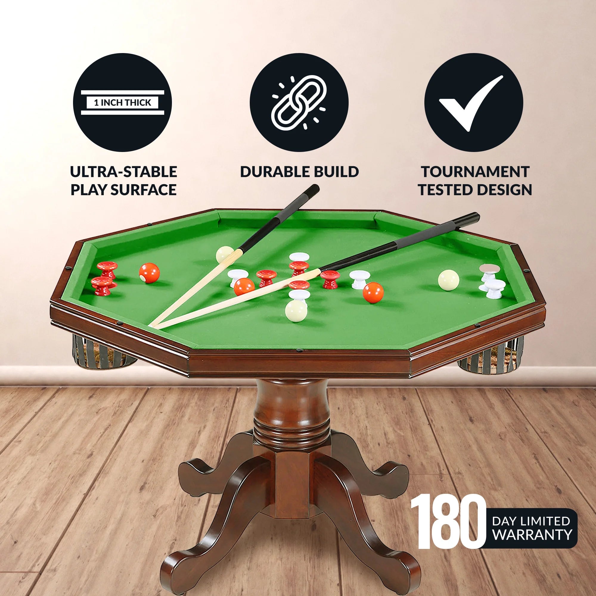 Kingston Walnut 3-In-1 Poker Table
