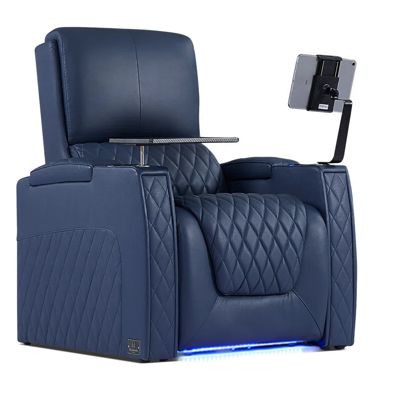Haiylee Zero Gravity Home Theater Seating Top Grain Leather Recliner Sofa Power Headrest Footrest