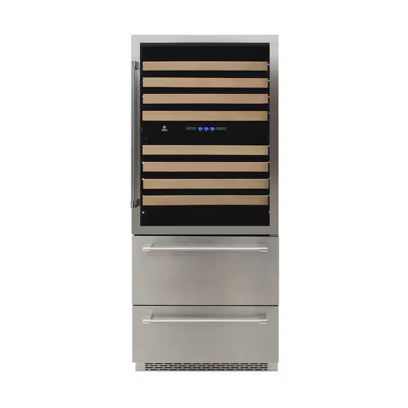 29.5-In W 135 -Bottles Stainless Steel/Wood Dual Zone Cooling Built-In/Freestanding Indoor Wine Cooler