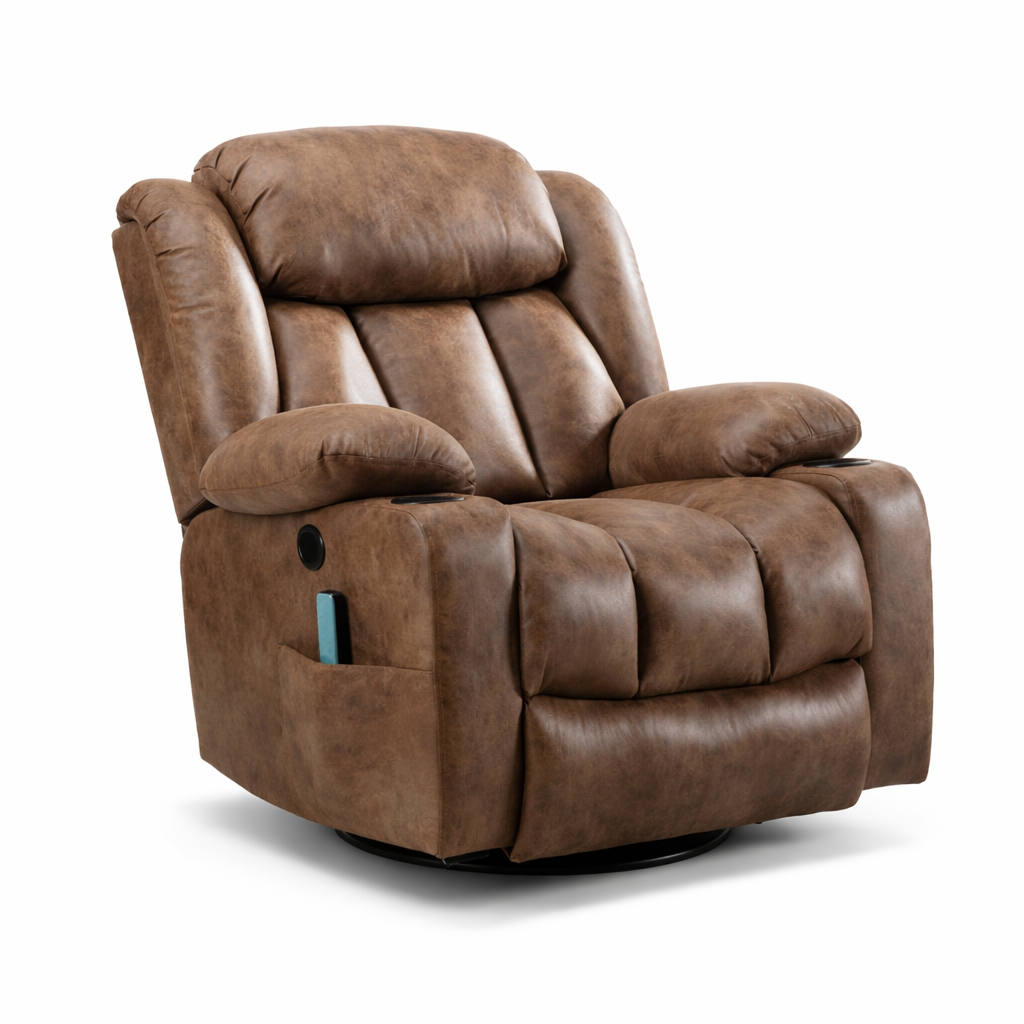 Massage Swivel Rocker Recliner with Heat and Vibration, Manual Glider Rocking Recliner Chair