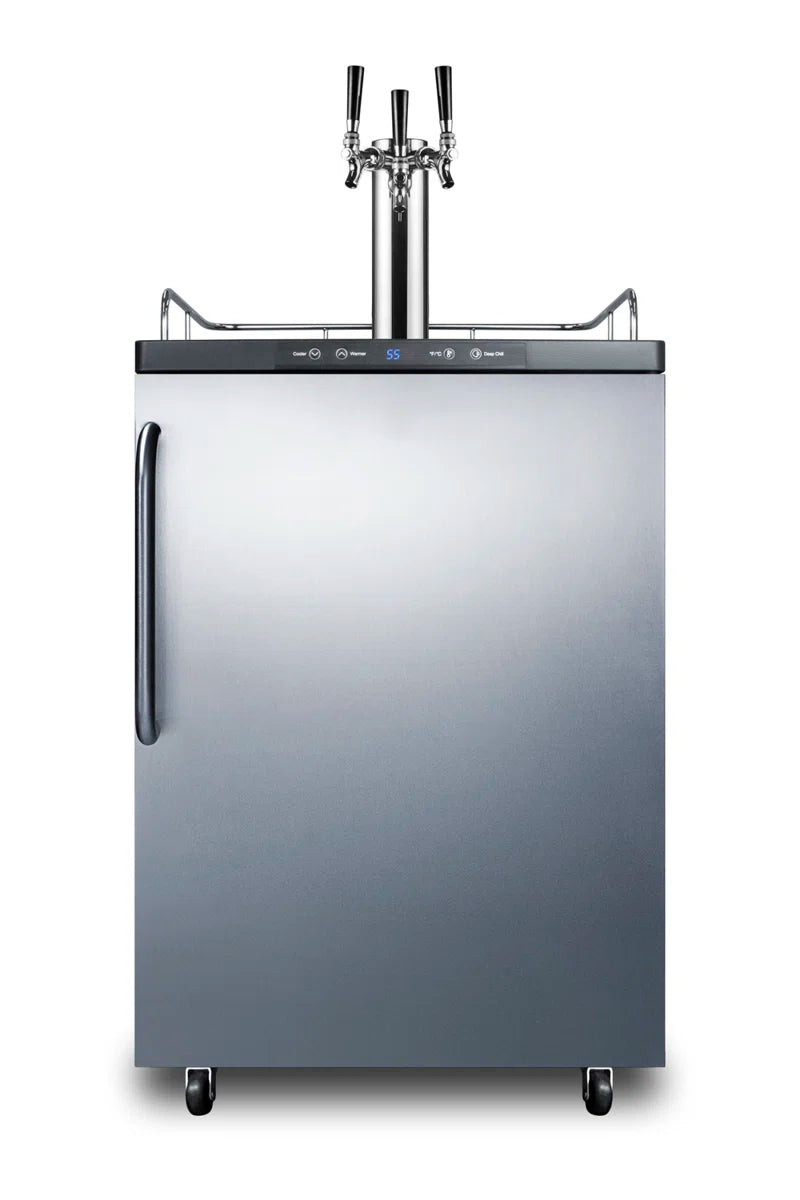 5.6 Cubic Feet Gray Triple Tap Freestanding Kegerator with Adjustable Temperature
