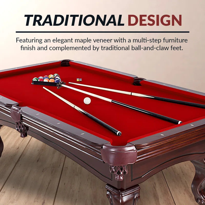 Hathaway Augusta 8 Ft Furniture Pool Table – Includes Cue Sticks, Billiard Balls – Classic Design Perfect for Family, Home, Dining, or Living Room