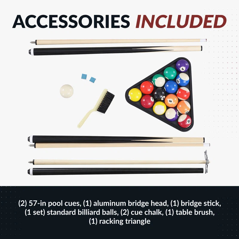 Hathaway Augusta 8 Ft Furniture Pool Table – Includes Cue Sticks, Billiard Balls – Classic Design Perfect for Family, Home, Dining, or Living Room