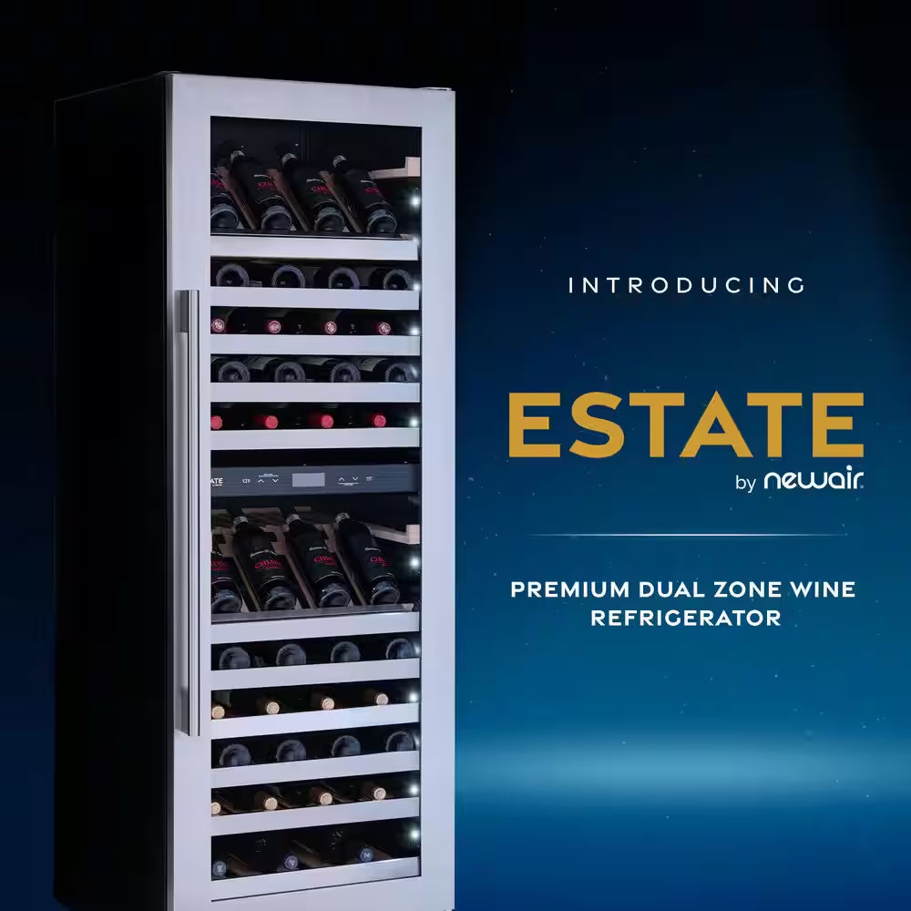 Estate Dual Zone Digital 160 Bottle Premium Wine Cooler in Silver