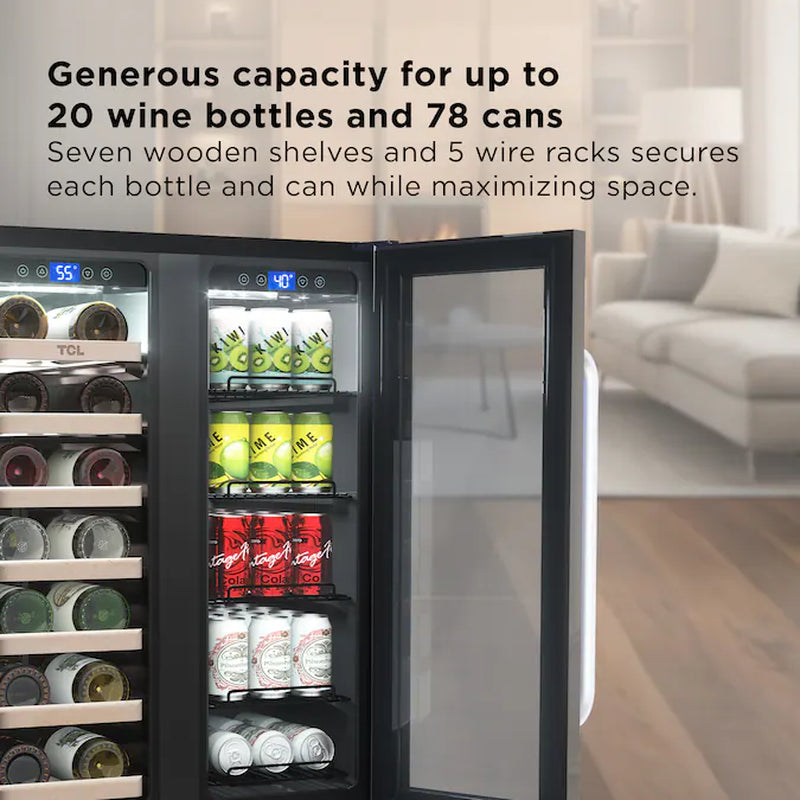 23.4-In W 20 -Bottles Stainless Steel Dual Zone Cooling Built-In/Freestanding Indoor Wine Cooler