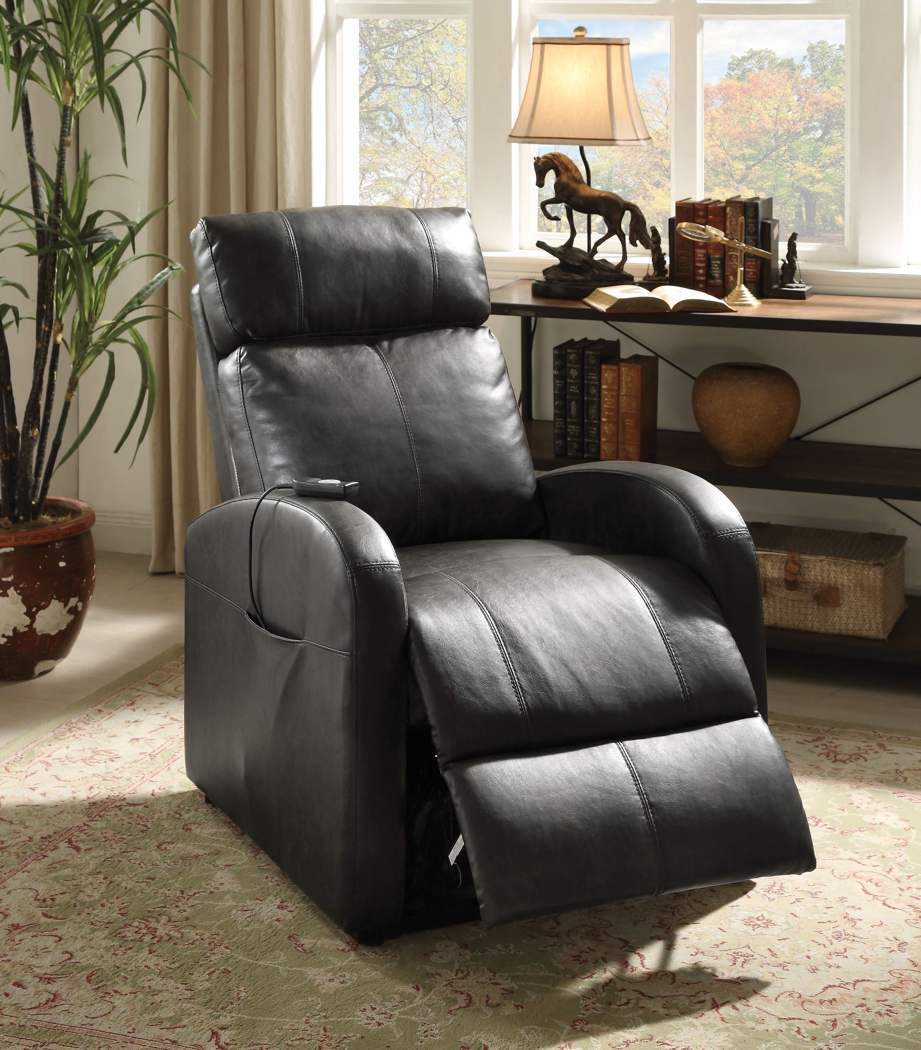 Ricardo Power Lift Recliner Chair in Brown with PU Leather Upholstery
