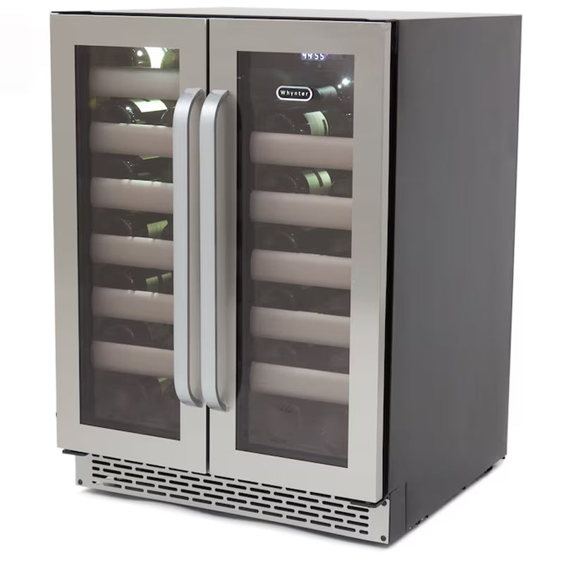 24-In W 40 -Bottles Stainless Steel Dual Zone Cooling Built-In/Freestanding Indoor Wine Cooler