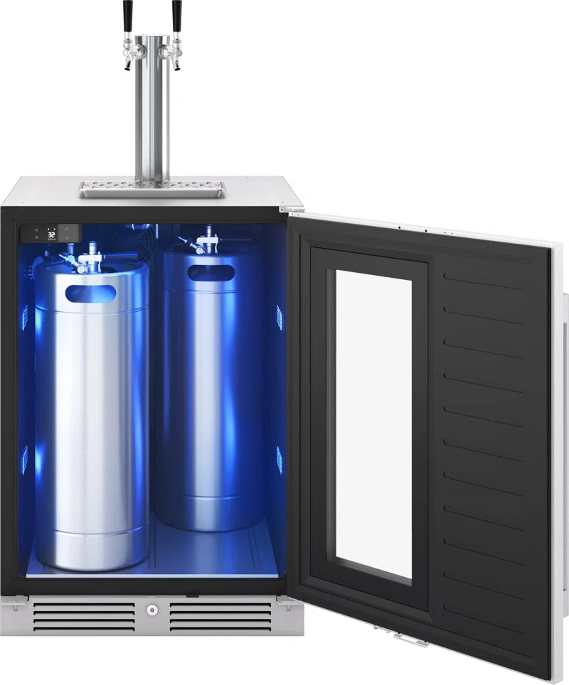 Presrv 5.6 Cu. Ft. Convertible Beer Kegerator in Stainless Steel with Double Tap and 107-Can Beverage Storage