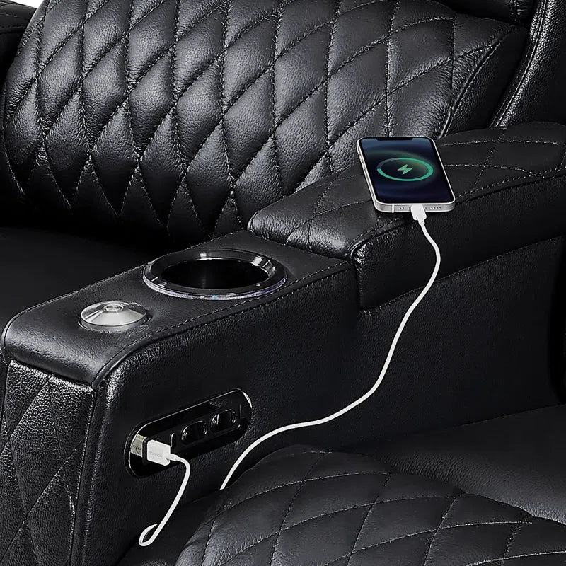 Haiylee Zero Gravity Home Theater Seating Top Grain Leather Recliner Sofa Power Headrest Footrest