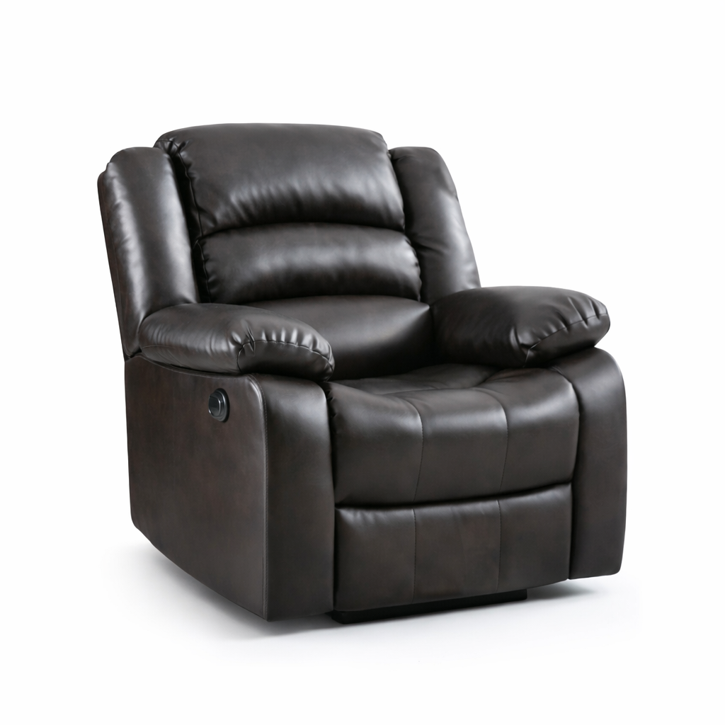 Emryn 38" Wide Modern Breathable Faux Leather Manual Recliner with Overstuffed Arm and Back