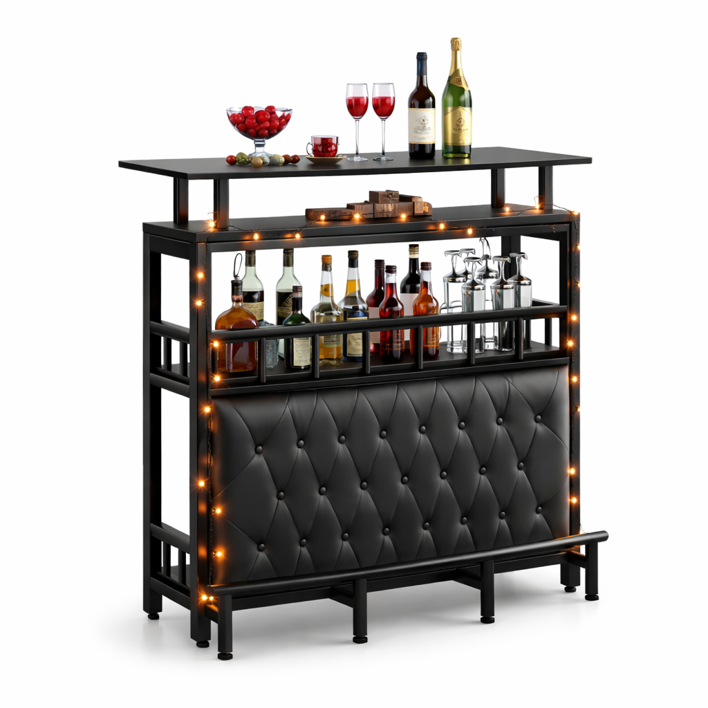 Home Bar Unit with Storage Shelves Bar Cabinet