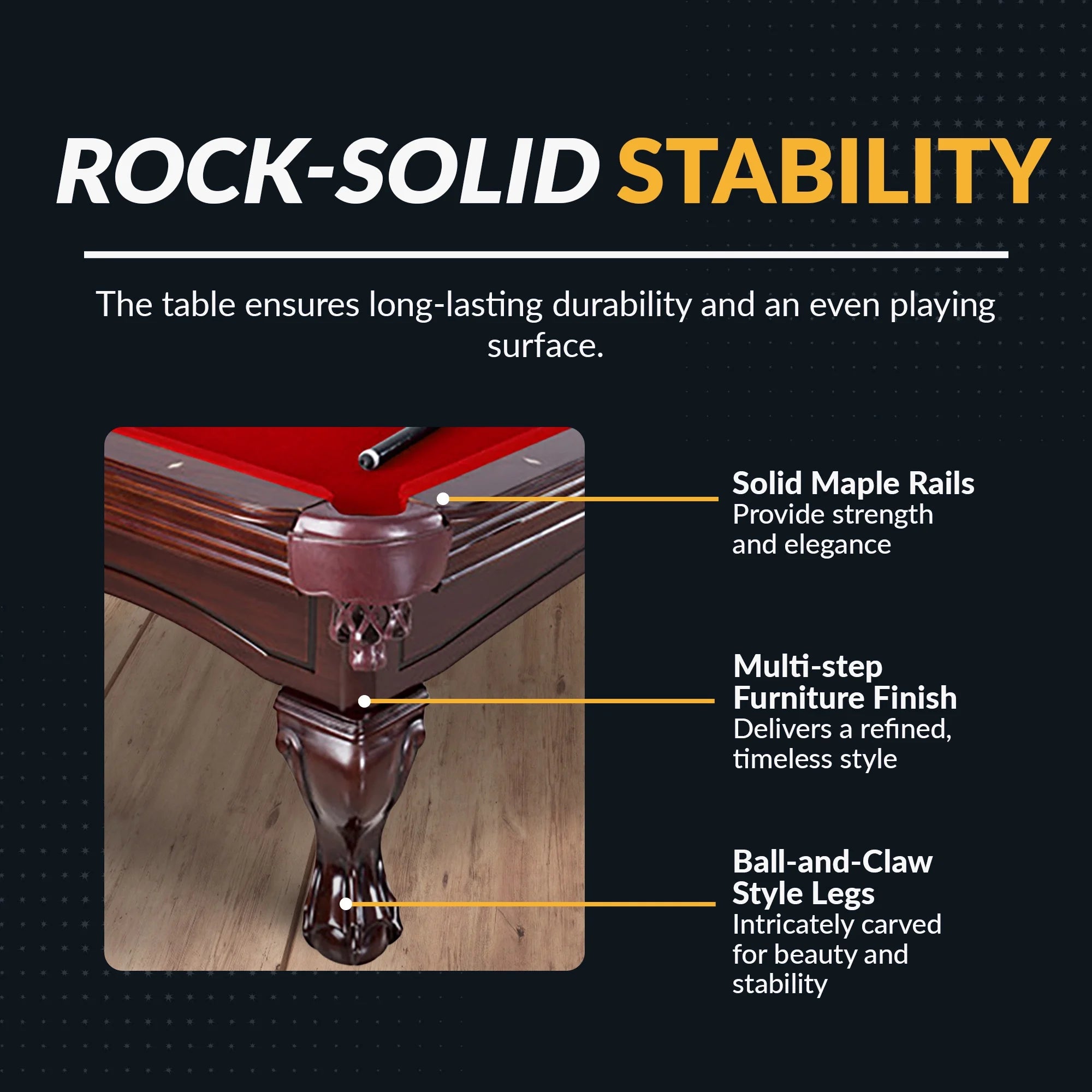 Augusta 8-Ft Pool Table - Mahogany Finish with Red Felt