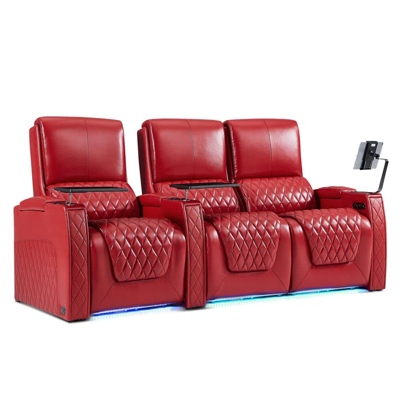 Haiylee Zero Gravity Home Theater Seating Top Grain Leather Recliner Sofa Power Headrest Footrest