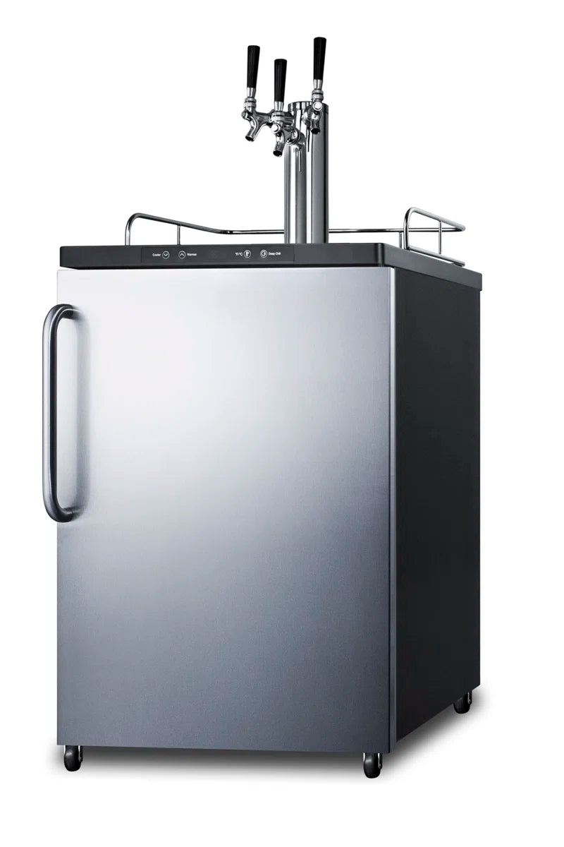 5.6 Cubic Feet Gray Triple Tap Freestanding Kegerator with Adjustable Temperature