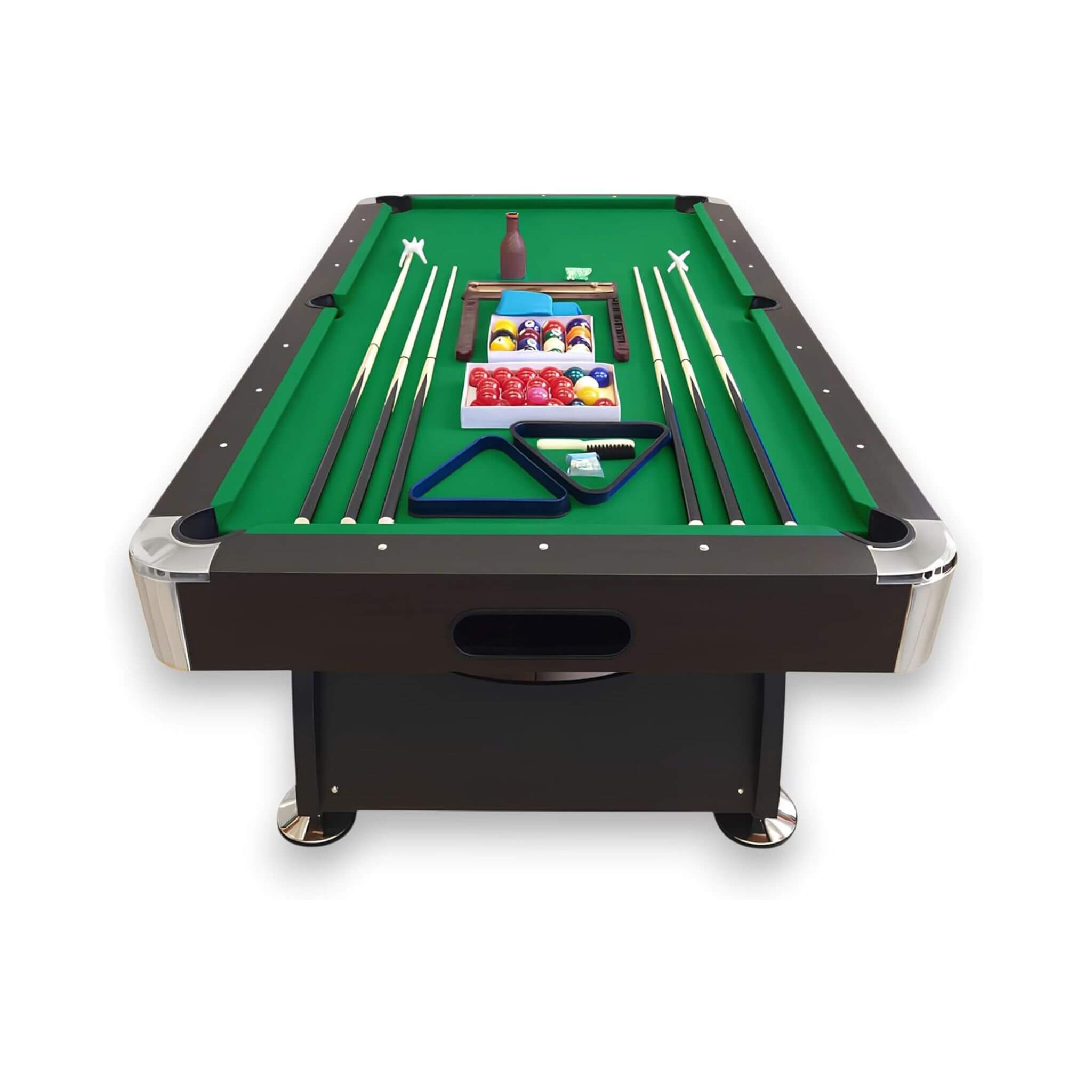 8FT Billiard Pool Table with Green Felt, Automatic Ball Return and Accessories Kit