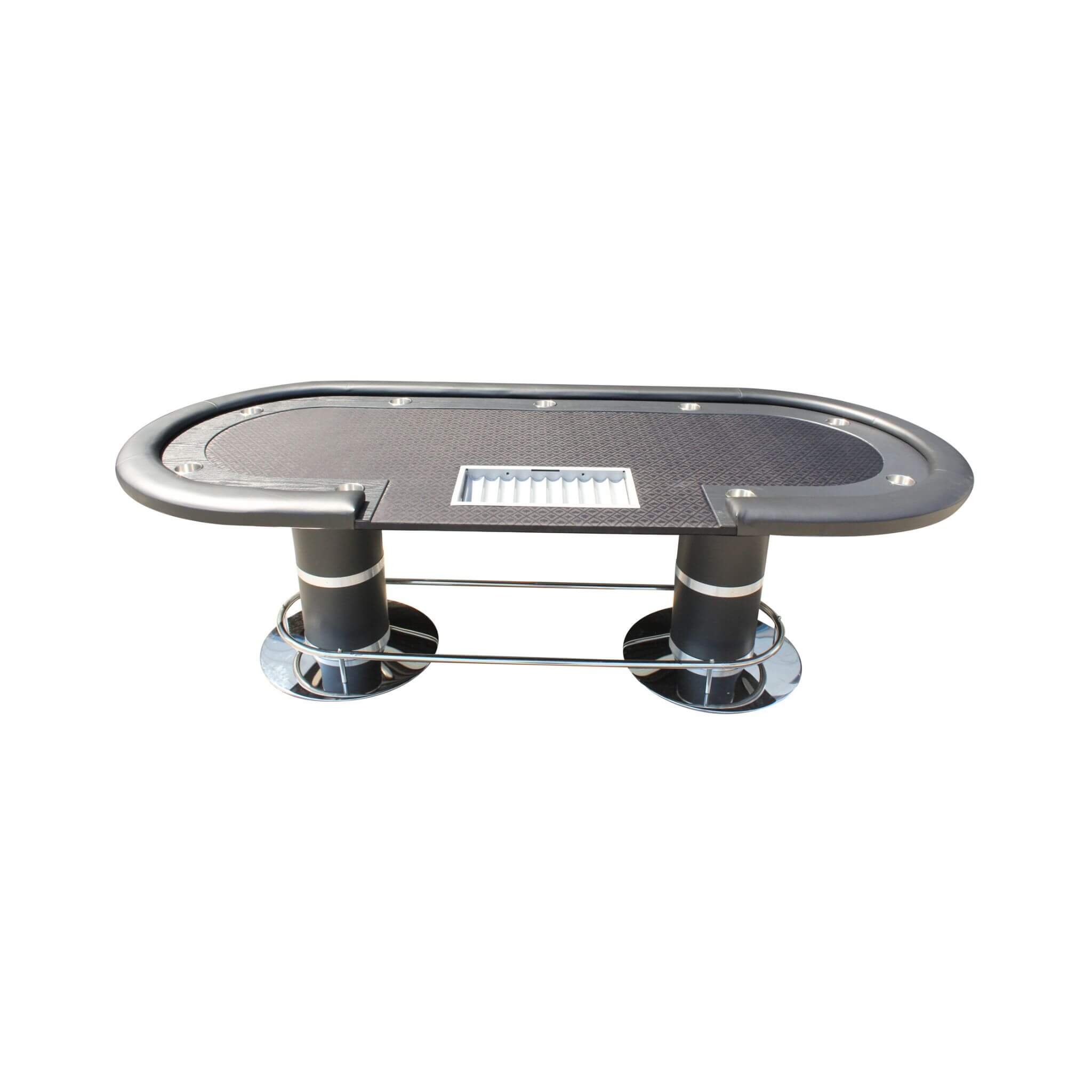 96-Inch Oval Poker Table with Racetrack, Cup Holders and Dealer Chip Tray